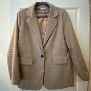Brown plaid blazer single button Zeagoo brand size XL